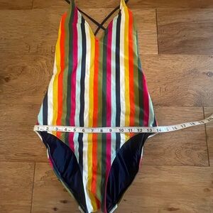 Tory Burch Soul Stripe One-Piece Swimsuit Rainbow Stripe size S